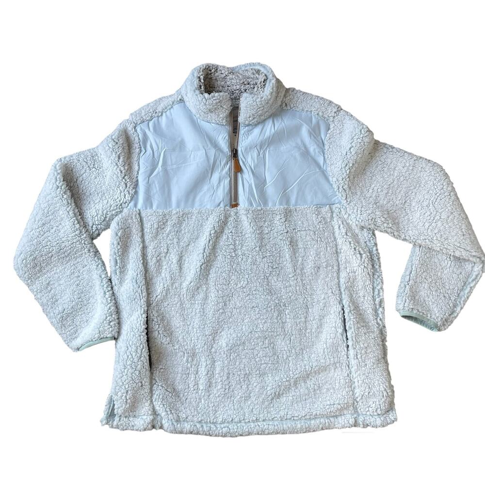 NEW Light Blue Long Sleeve 1/4 Zip Up Pullover Ultra Soft Sherpa Cozy Warm L/XL